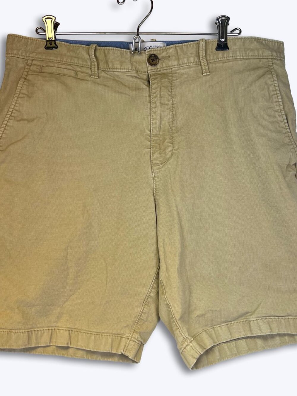 Original Penguin Mens 36 Khaki Chino Shorts Tan Stretch Flat Front Casual Cotton